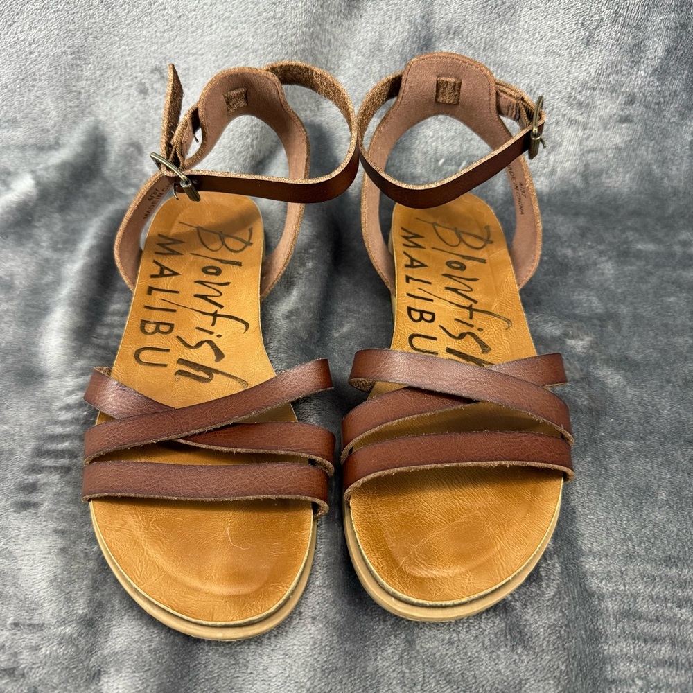 Blowfish Malibu Maylie Whiskey Brown Leather Gladiator Sandal Size 4 UK, 6.5 US